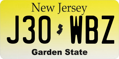 NJ license plate J30WBZ