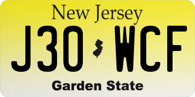 NJ license plate J30WCF