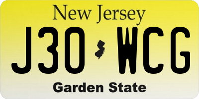 NJ license plate J30WCG