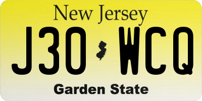 NJ license plate J30WCQ