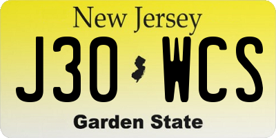 NJ license plate J30WCS