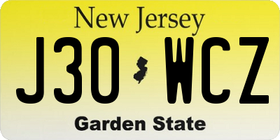 NJ license plate J30WCZ