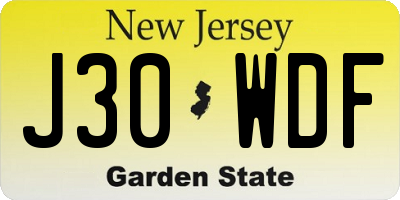 NJ license plate J30WDF