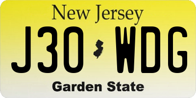 NJ license plate J30WDG
