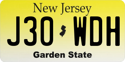 NJ license plate J30WDH