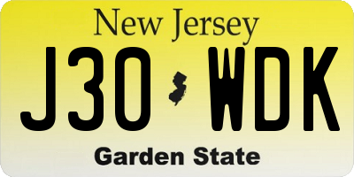NJ license plate J30WDK