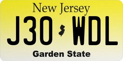 NJ license plate J30WDL