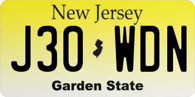 NJ license plate J30WDN