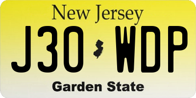 NJ license plate J30WDP