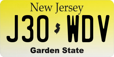 NJ license plate J30WDV