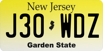 NJ license plate J30WDZ