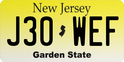 NJ license plate J30WEF