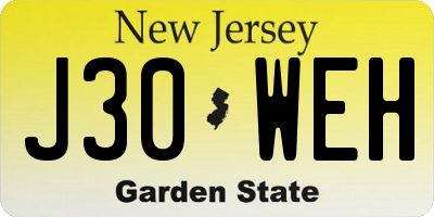 NJ license plate J30WEH