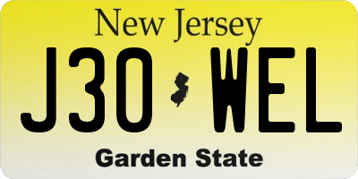 NJ license plate J30WEL