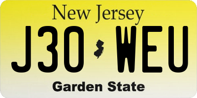 NJ license plate J30WEU