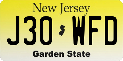 NJ license plate J30WFD