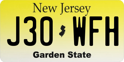 NJ license plate J30WFH