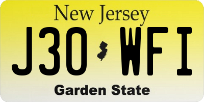 NJ license plate J30WFI