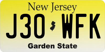 NJ license plate J30WFK
