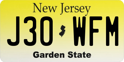 NJ license plate J30WFM