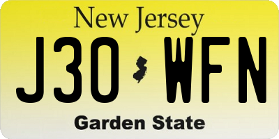 NJ license plate J30WFN