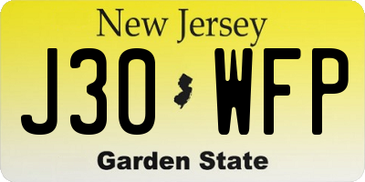 NJ license plate J30WFP