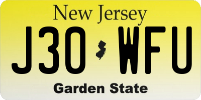 NJ license plate J30WFU