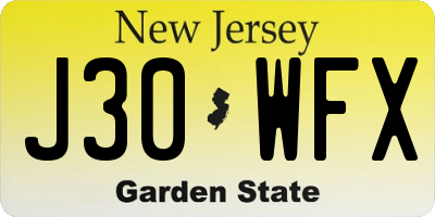 NJ license plate J30WFX