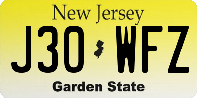 NJ license plate J30WFZ