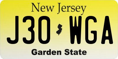 NJ license plate J30WGA