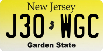 NJ license plate J30WGC