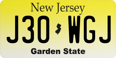 NJ license plate J30WGJ
