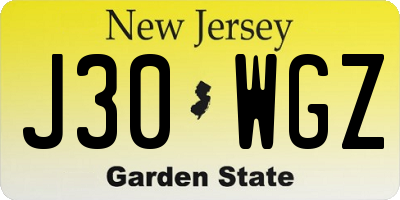 NJ license plate J30WGZ