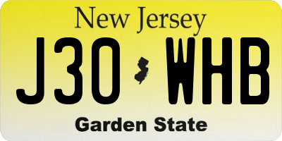 NJ license plate J30WHB
