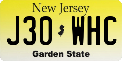 NJ license plate J30WHC