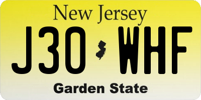 NJ license plate J30WHF