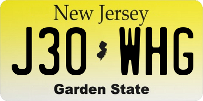 NJ license plate J30WHG