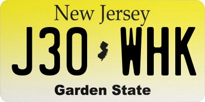 NJ license plate J30WHK