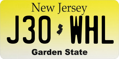 NJ license plate J30WHL
