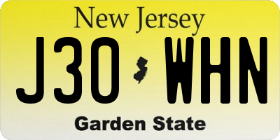 NJ license plate J30WHN