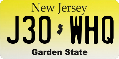 NJ license plate J30WHQ