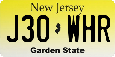 NJ license plate J30WHR