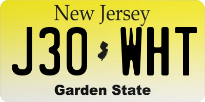 NJ license plate J30WHT