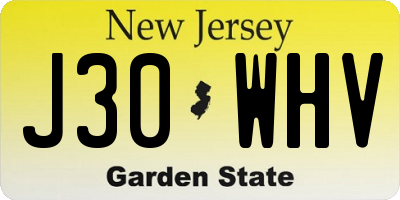 NJ license plate J30WHV