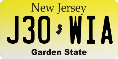NJ license plate J30WIA