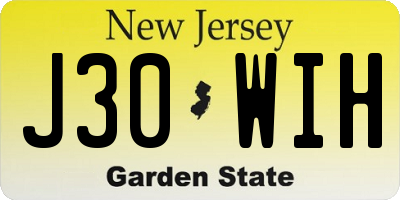 NJ license plate J30WIH