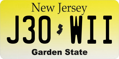 NJ license plate J30WII