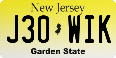 NJ license plate J30WIK