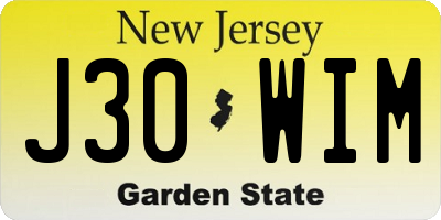 NJ license plate J30WIM