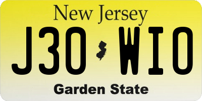 NJ license plate J30WIO